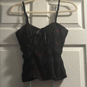 Y2K Black and Red Women's Top